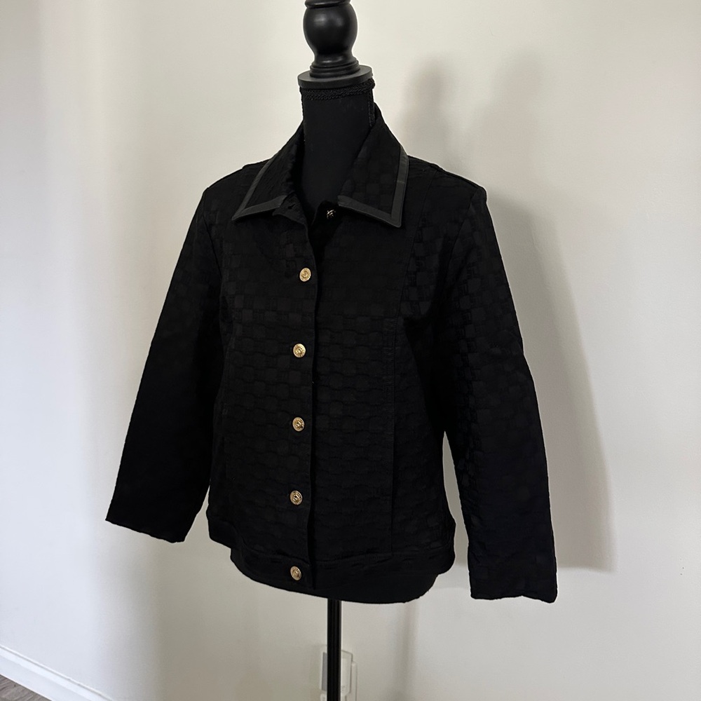 St. John Sport Black Cropped Jean Jacket
